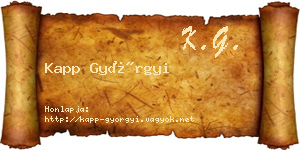 Kapp Györgyi névjegykártya