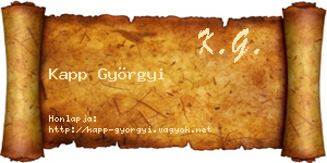 Kapp Györgyi névjegykártya